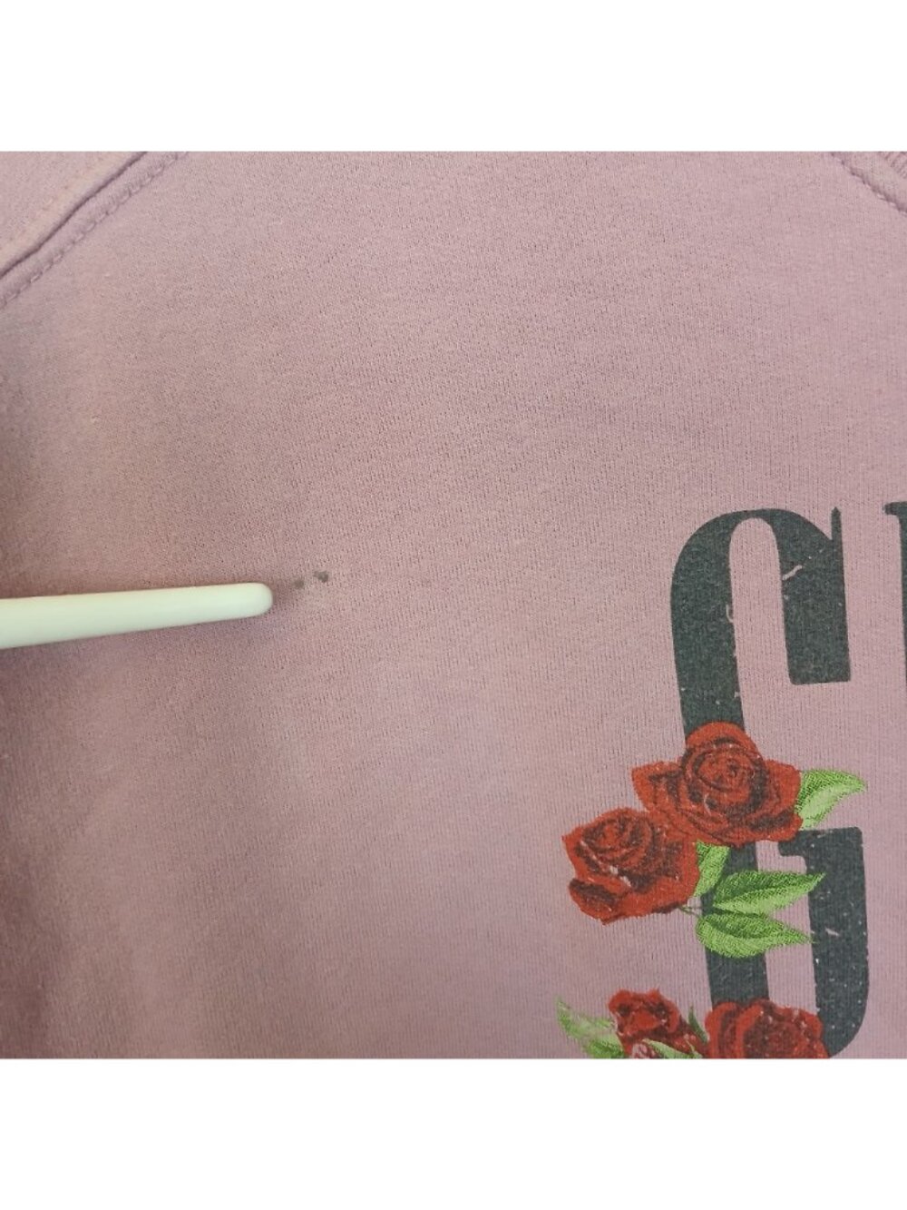 Guns N Roses Graphic Sweatshirt Pink Medium Cotton Blend Floral Design #D-45 - Picture 5 of 7